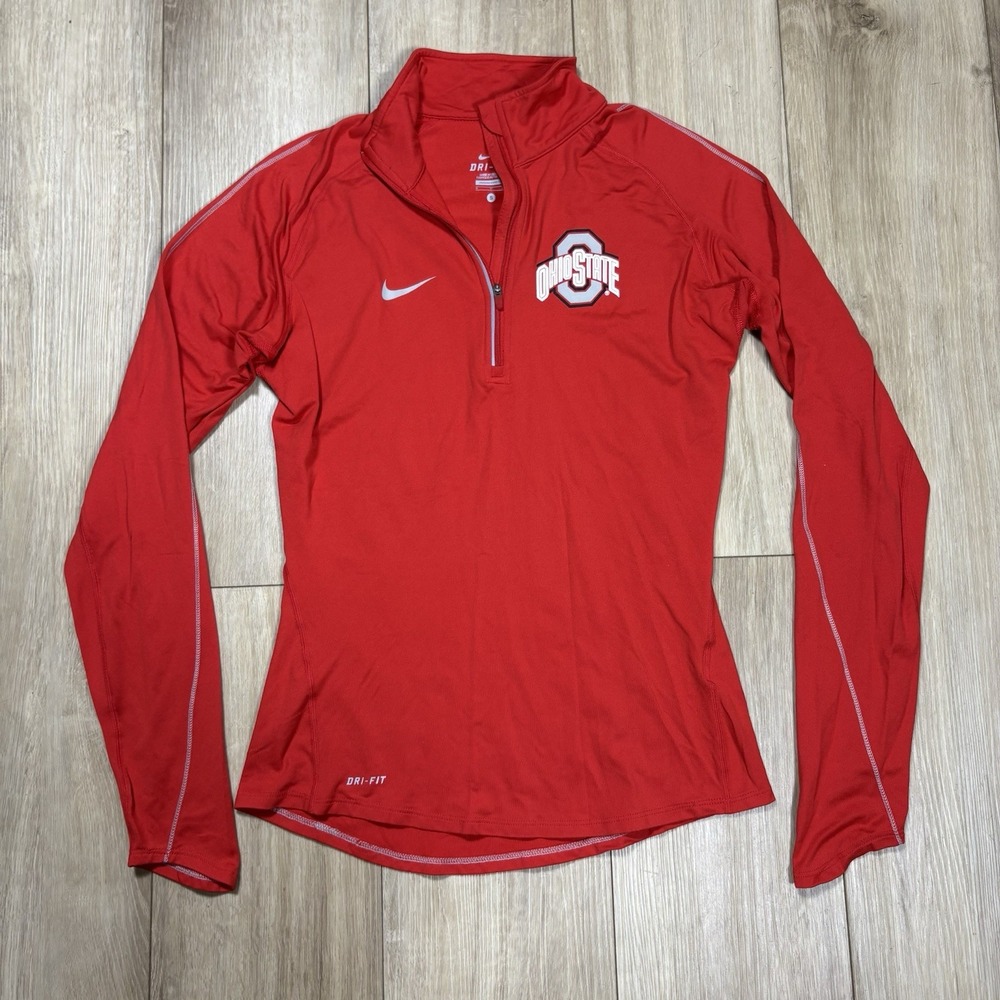 Ohio State Buckeyes Pullover Women's Small Red Quarter Zip Nike Swoosh Logo